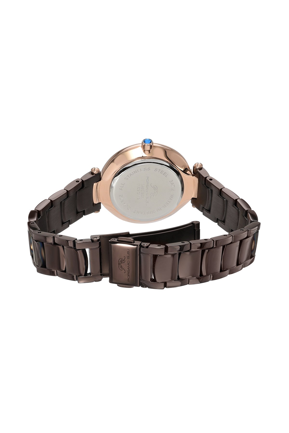 Porsamo Bleu Madison Luxury Women's Stainless Steel Watch, Rose With Brown Guilloche Dial 1152CMAS