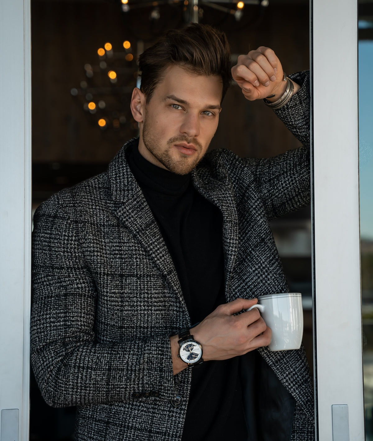 Porsamo Bleu Russel Luxury Multi Function Men's Stainless Steel Watch, Silver,Rose, Grey 1172BRUS