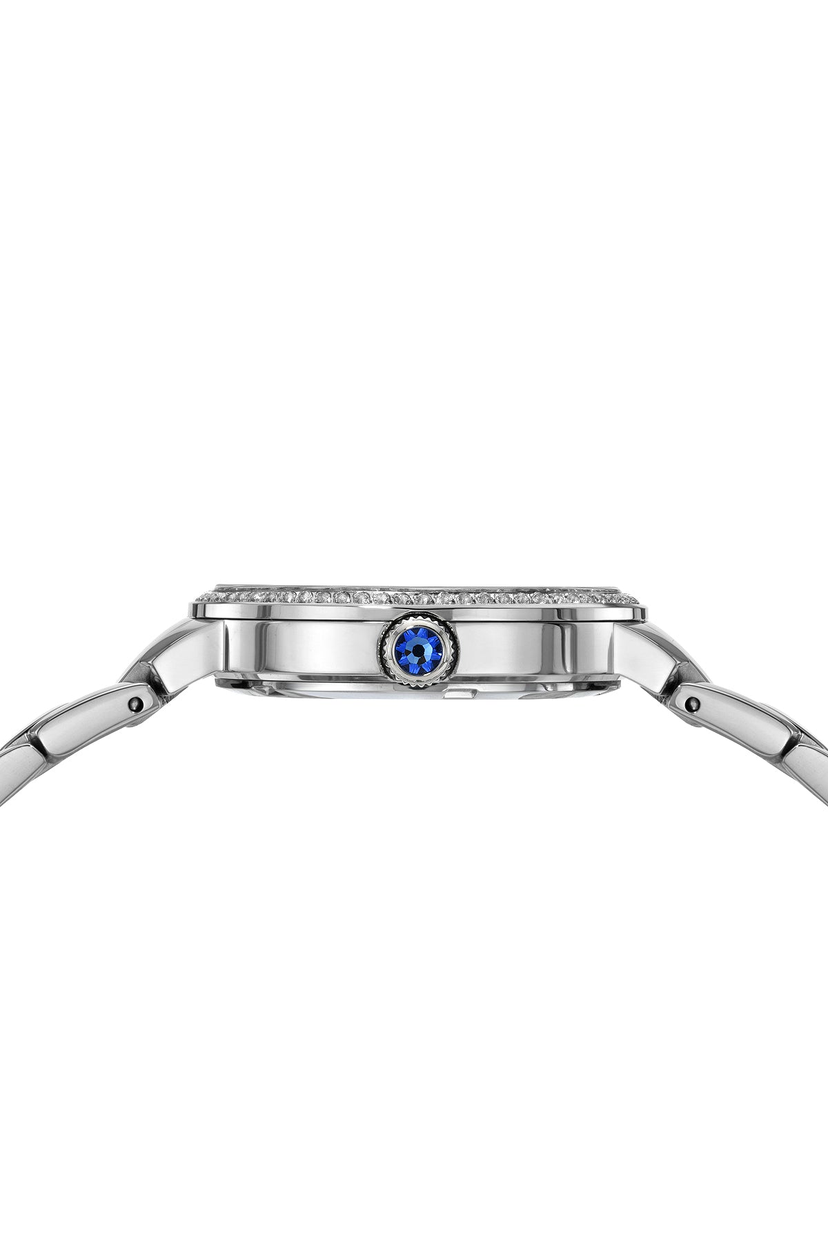 Porsamo Bleu Luna Luxury Topaz Women's Stainless Steel Watch, Silver, White With Flinque Guilloche Dial 1181ALUS