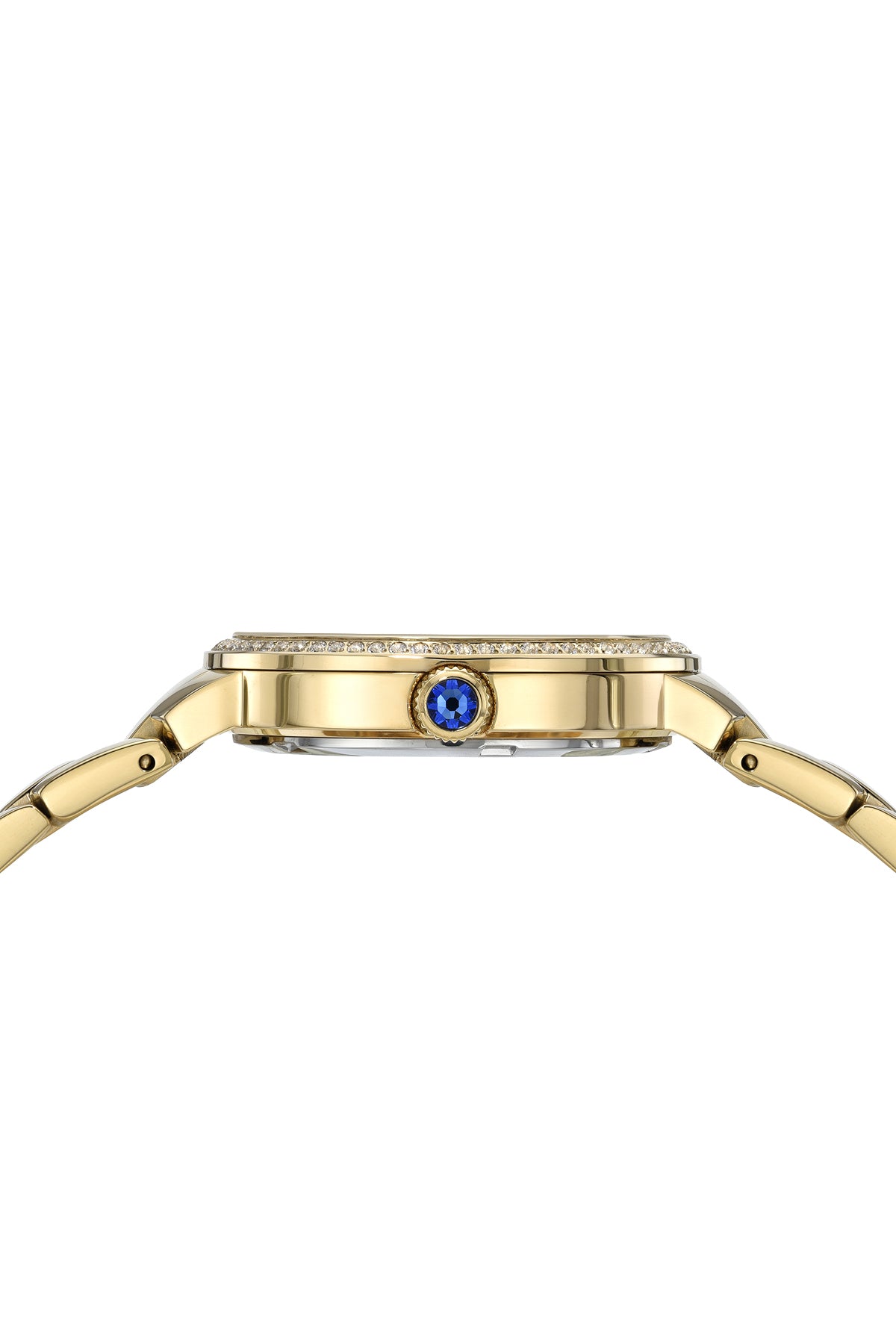 Porsamo Bleu Luna Luxury Topaz Women's Stainless Steel Watch, Gold, White With Flinque Guilloche Dial 1181BLUS