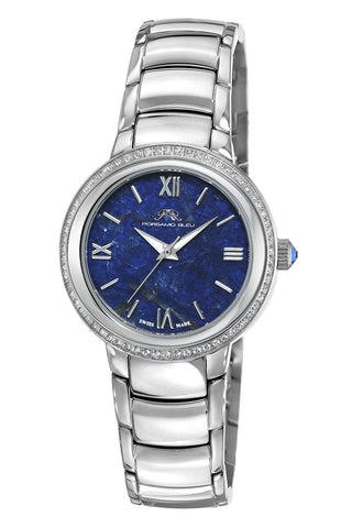 Porsamo Bleu Luna Luxury Topaz Women's Stainless Steel Watch, Silver, Sodalite Dial 1181FLUS