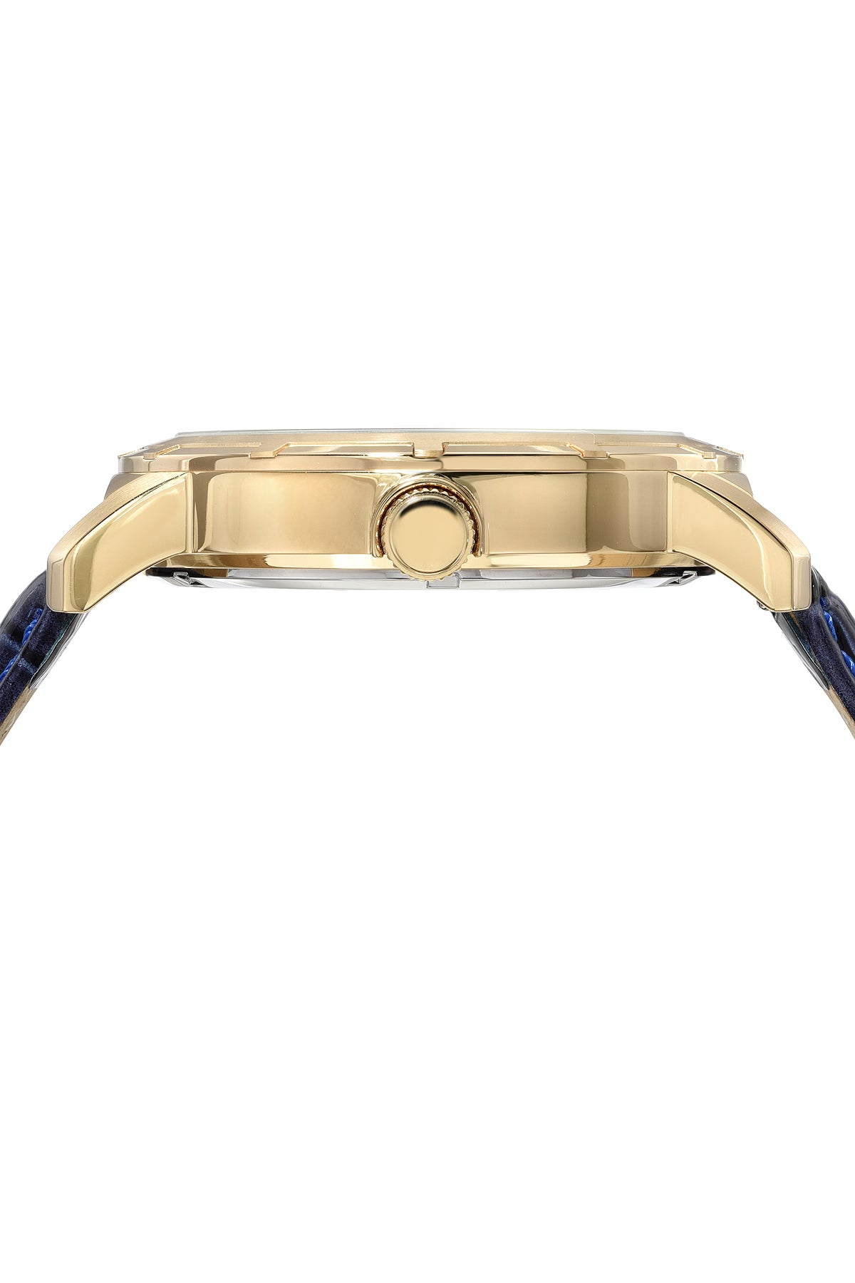 Porsamo Bleu Nycm21 Luxury Moon Phase Mens Genuine Leather Band Watch, Gold With Blue Guilloche Dial 1202BNYL