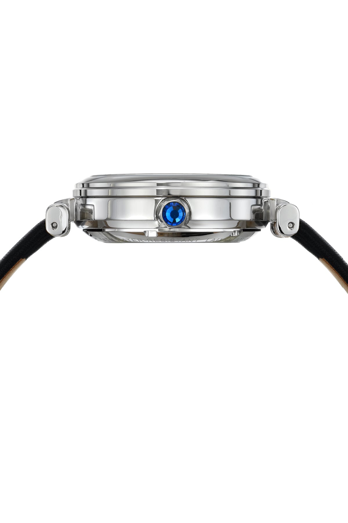 Porsamo Bleu Laura Luxury Automatic Topaz Women's Genuine Leather Band Watch, With Mother Of Pearl Skeleton Dial, Silver, Black 1211ALAL
