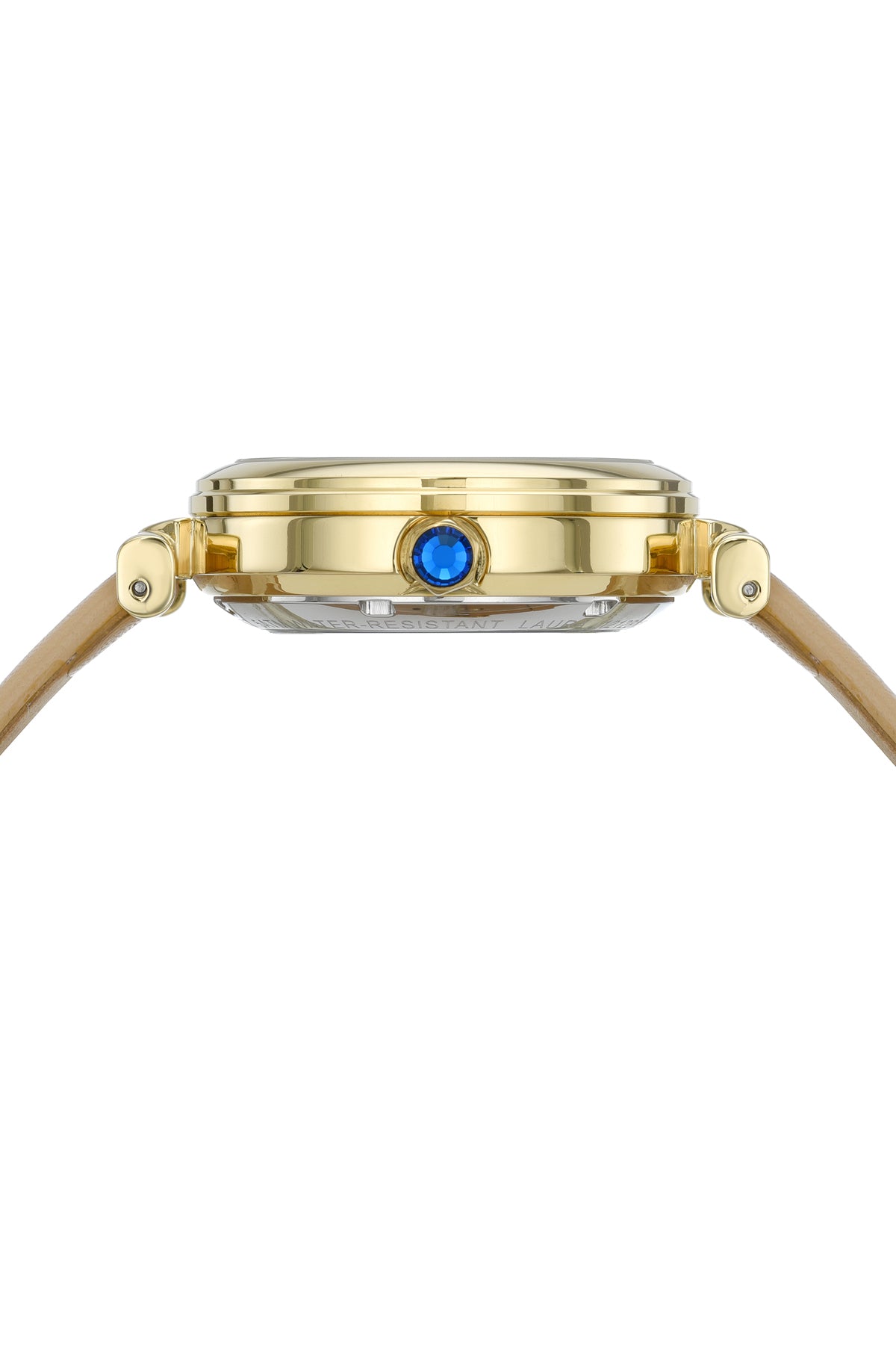 Porsamo Bleu Laura Luxury Automatic Topaz Women's Genuine Leather Band Watch, With Mother Of Pearl Skeleton Dial, Gold, Beige 1212BLAL