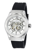 Porsamo Bleu Cruz Luxury Automatic Men's Silicone Strap Watch, With Skeleton Dial, Silver Black 1221ACRR