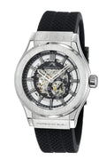 Porsamo Bleu Cruz Luxury Automatic Men's Silicone Strap Watch, With Skeleton Dial, Silver Black 1221BCRR