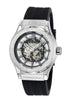 Porsamo Bleu Cruz Luxury Automatic Men's Silicon Strap Watch, With Skeleton Dial, Silver Black 1221BCRR