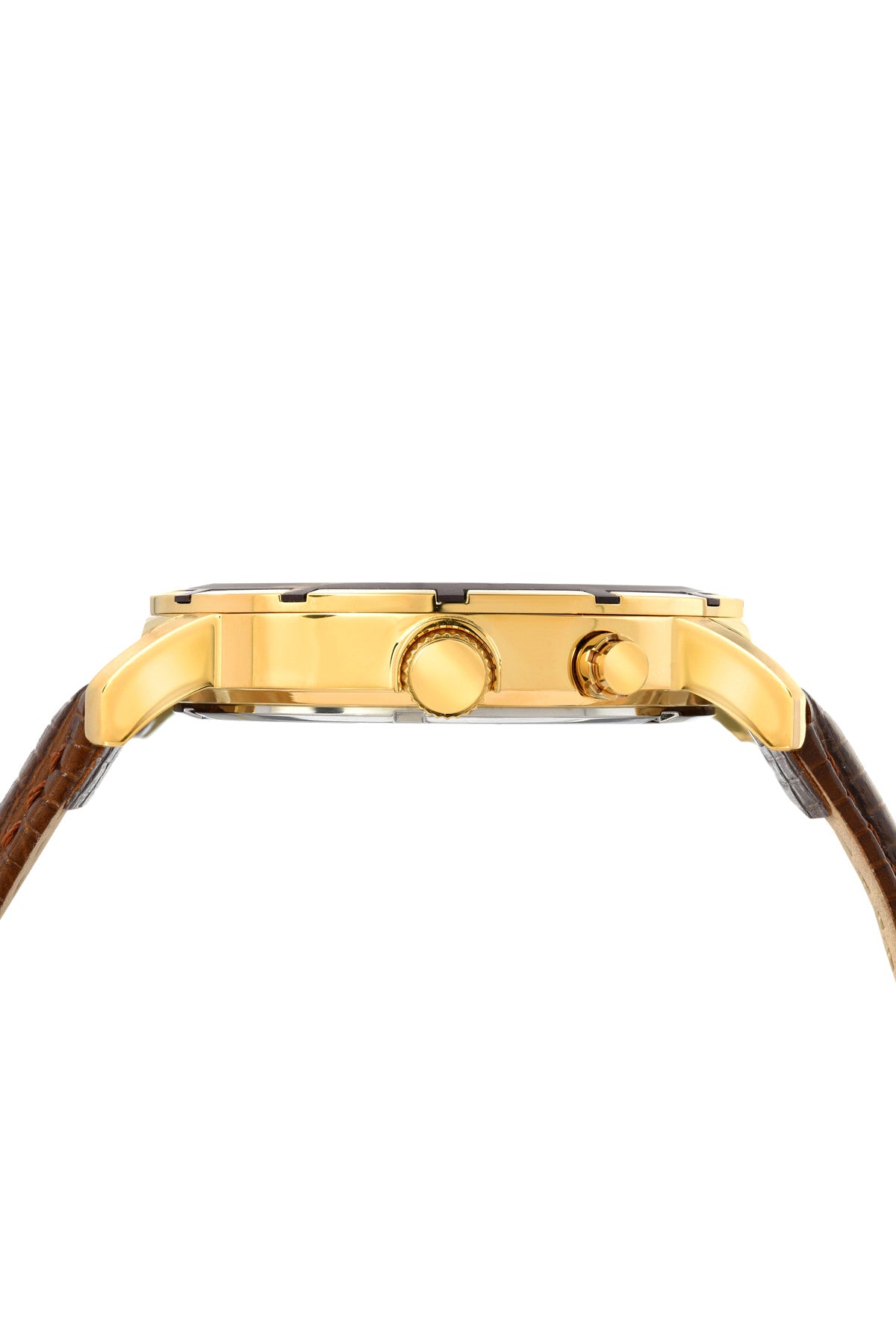 Porsamo Bleu NYC Moon Luxury Men's Watch, Genuine Leather Band, Gold, Brown 057CNYL