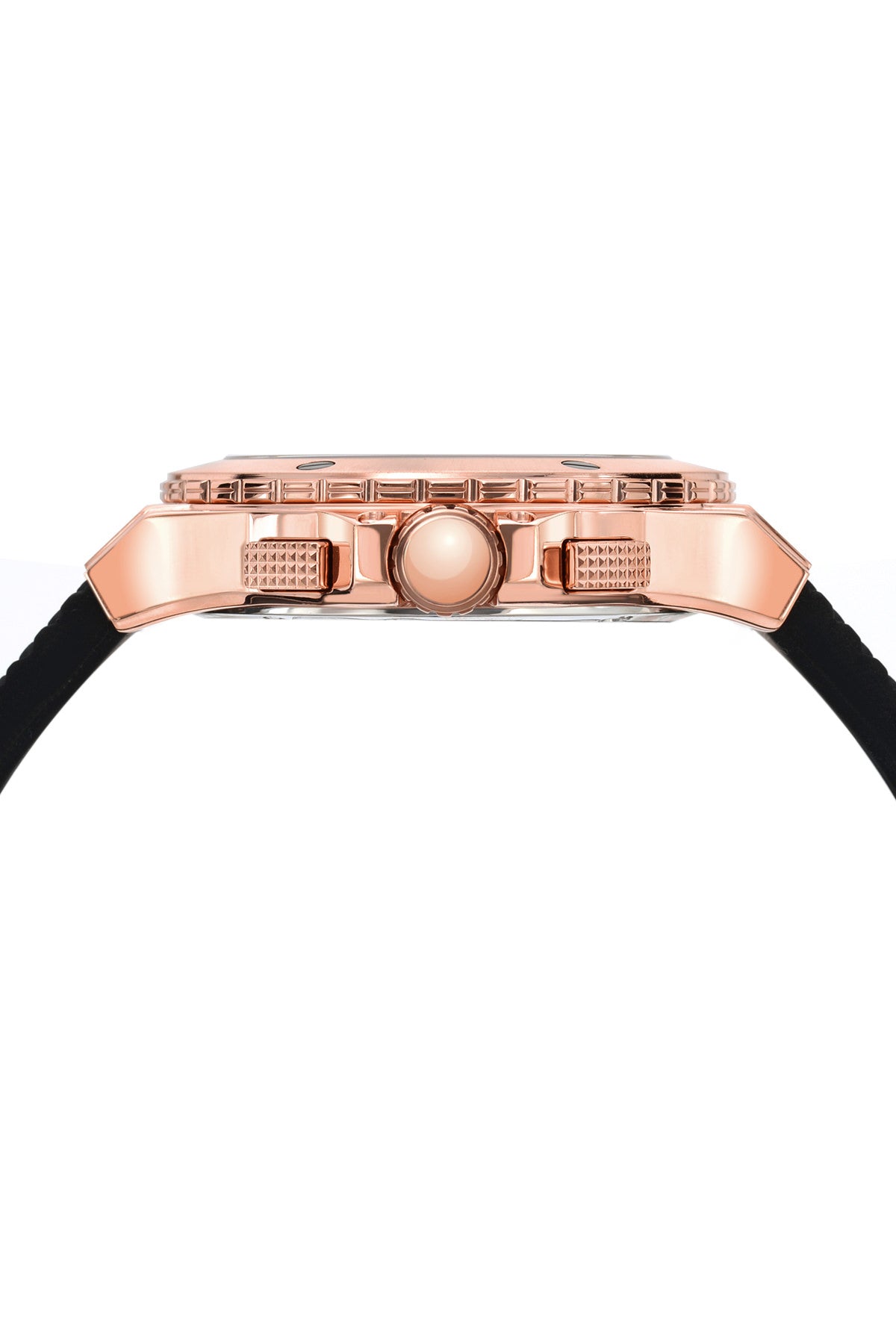 Porsamo Bleu Marcus Luxury Chronograph Men's Watch, Silicone Strap, Rose, Black 652CMAR