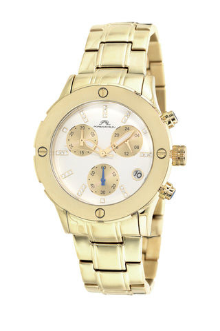 Porsamo Bleu Charlotte luxury chronograph women's stainless steel watch, champagne 381DCHS
