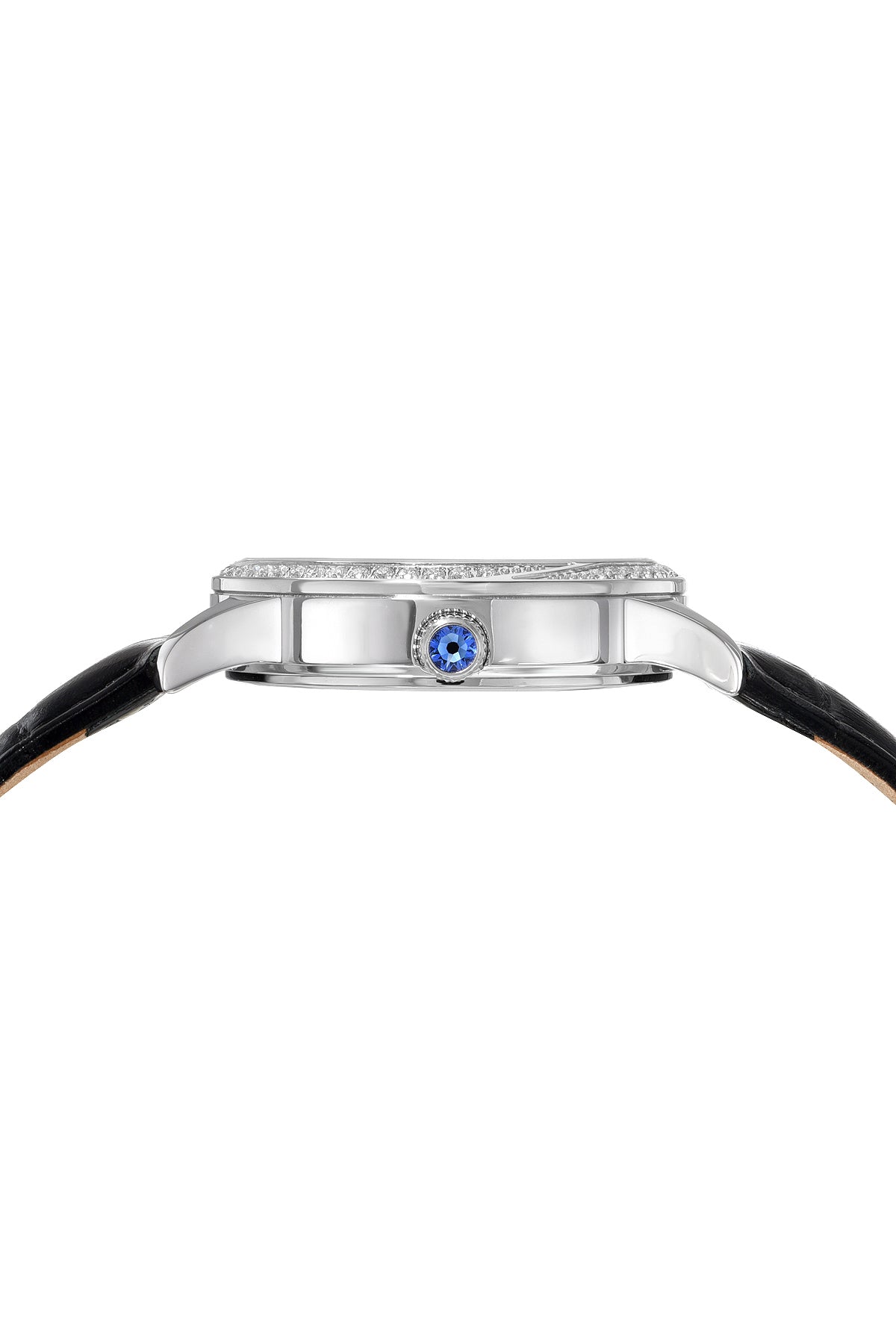 Porsamo Bleu Ruby Luxury Women's Genuine Leather Band Watch, Silver, Black 1141ARUL