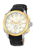 Porsamo Bleu Olivier luxury chronograph men's watch, genuine leather band, gold, black 322COLL