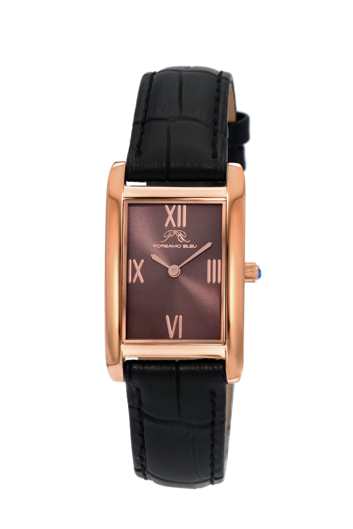 Porsamo Bleu Karla Luxury Women's Stainless Steel Watch, Interchangeable Bands, Rose, Brown 962CKAS
