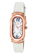 Porsamo Bleu Camille Luxury Women's Silk Covered Leather Watch, Rose, White 972ACAL