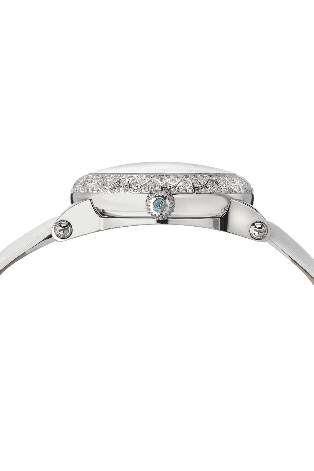 Porsamo Bleu Liza Luxury Automatic Topaz Women's Watch Satin Leather Watch Silver Blue White 692ALIL