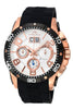 Porsamo Bleu Francoise luxury chronograph men's watch, silicone strap, silver, black 244BFRR