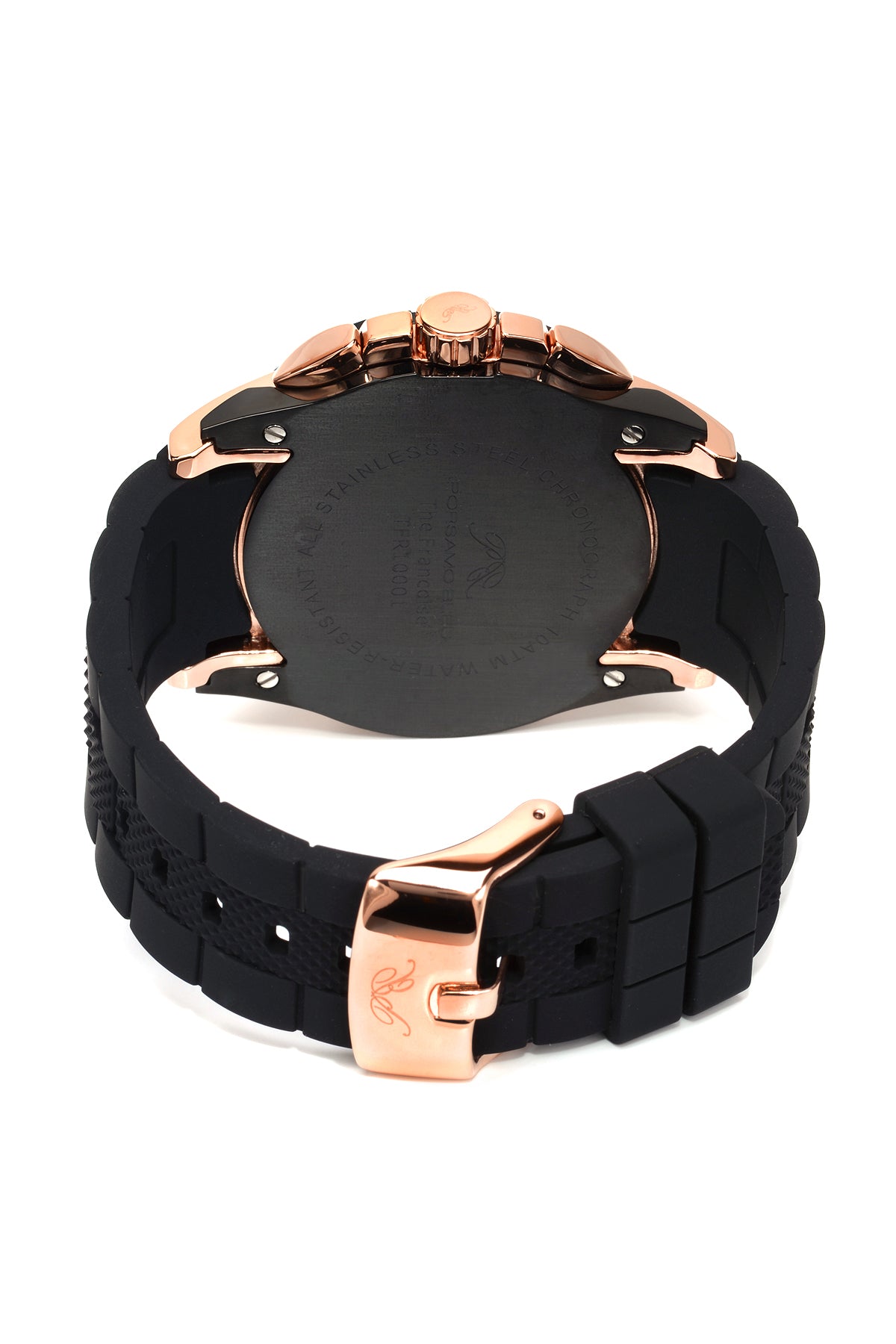 Porsamo Bleu Francoise Luxury Chronograph Men's Watch, Silicone Strap, Silver, Black 244BFRR