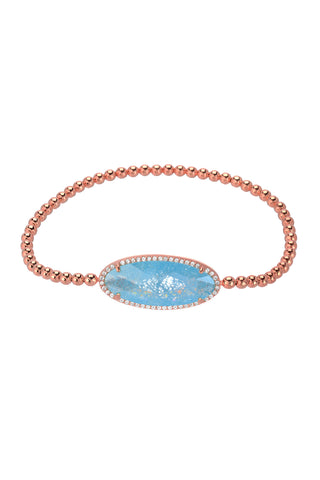 Stretch bead bracelet with topaz and quartz 504BR