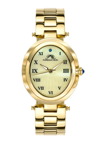 Porsamo Bleu South Sea Oval luxury women's stainless steel watch, gold 105CSSO