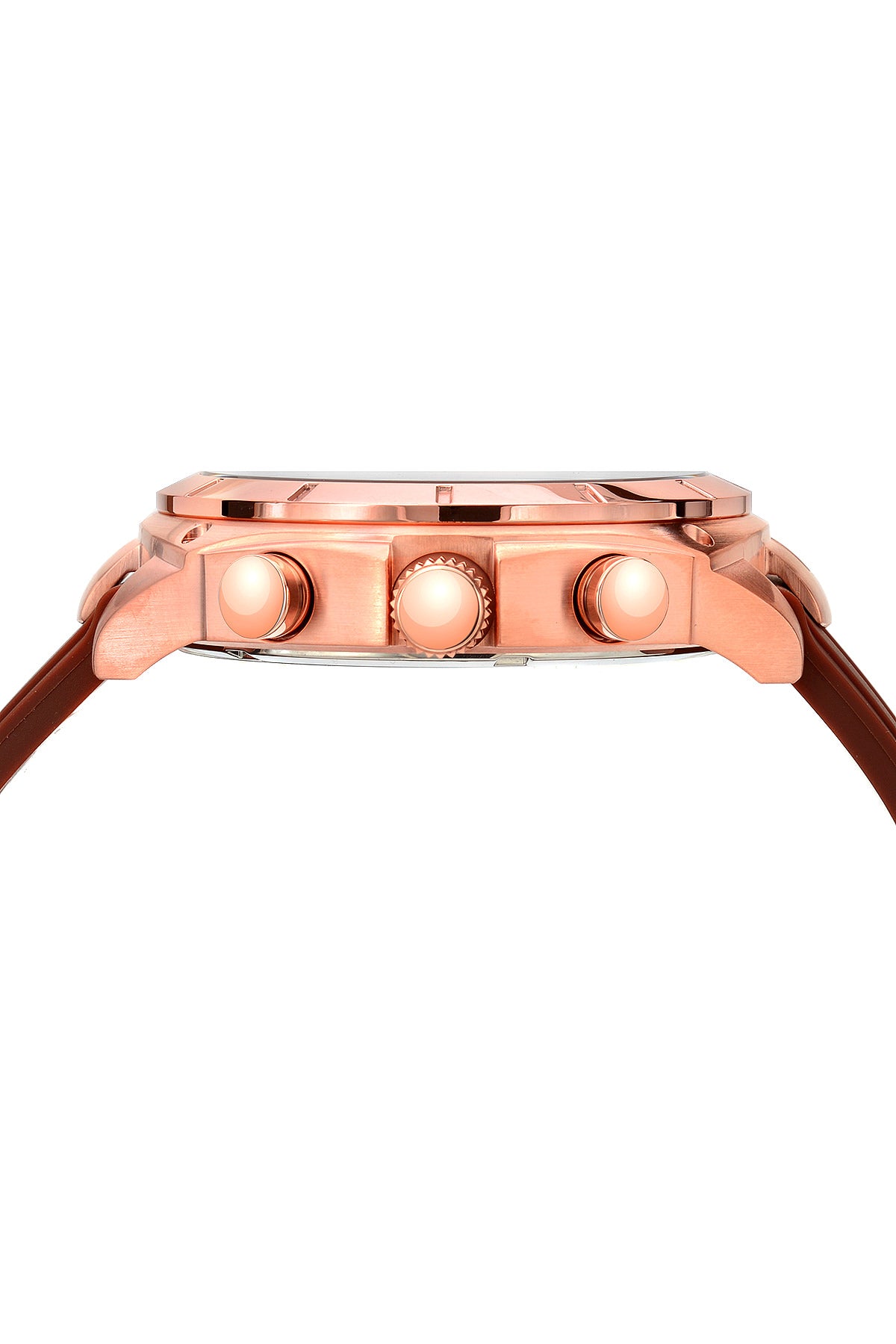 Porsamo Bleu Ethan luxury chronograph men's watch, silicone strap, rose, brown 412BETR