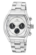 Porsamo Bleu Roman Luxury Men's Stainless Steel Chronograph Watch With White Dial, Silver, 1291BROS