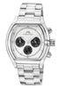 Porsamo Bleu Roman Luxury Men's Stainless Steel Chronograph Watch With White Dial, Silver, 1291BROS