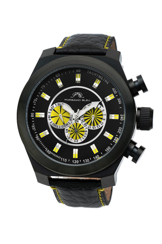 Porsamo Bleu Sydney G luxury men's watch, genuine leather band, black 231BSGL