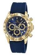 Porsamo Bleu Preston Sport Luxury Multifunction Men's Silicone Watch, Gold And Blue 1034BPRR
