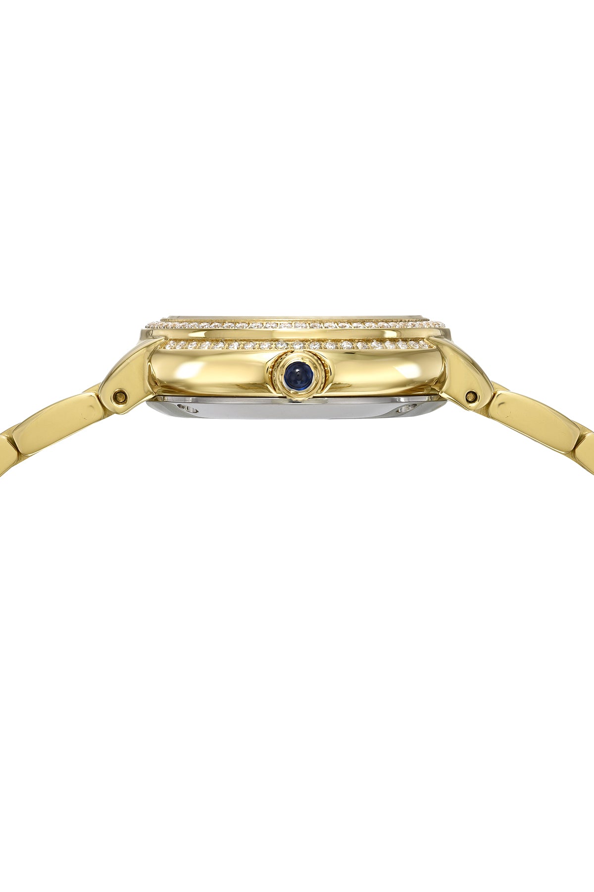 Porsamo Bleu Stella Luxury Crystal Womens Stainless Steel Watch, Gold With Silver Guilloche And Sunray Dial 1191BSTS