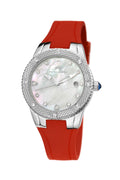 Porsamo Bleu Linda Luxury Women's Watch, Silicone Strap, Silver, Red 493ALIR