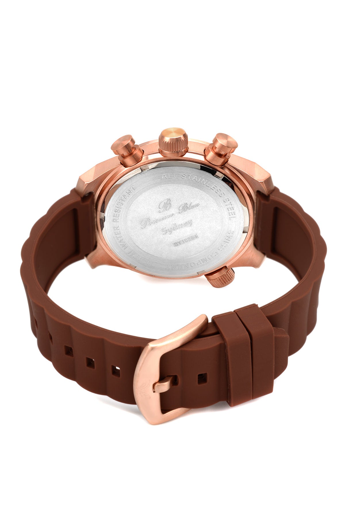 Porsamo Bleu Sydney luxury men's watch, silicone strap, rose, brown 165ASYR