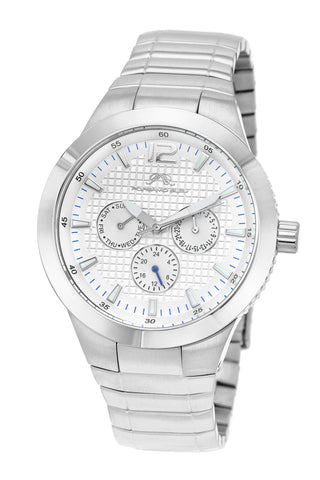 Porsamo Bleu Luca luxury men's stainless steel watch, silver, white 531ALUS