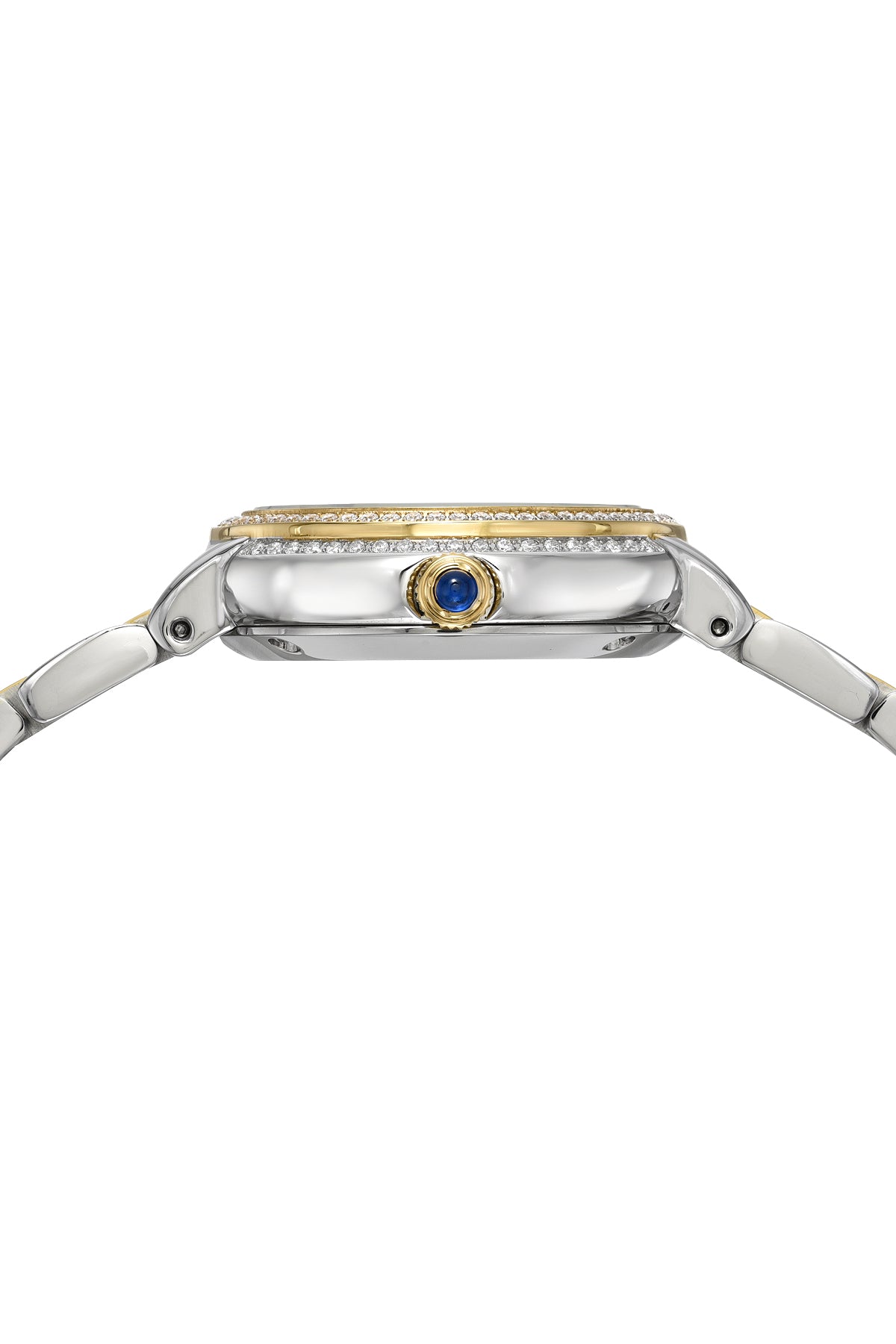 Porsamo Bleu Stella Luxury Crystal Womens Stainless Steel Watch, Two Tone With Silver Guilloche And Sunray Dial 1191DSTS