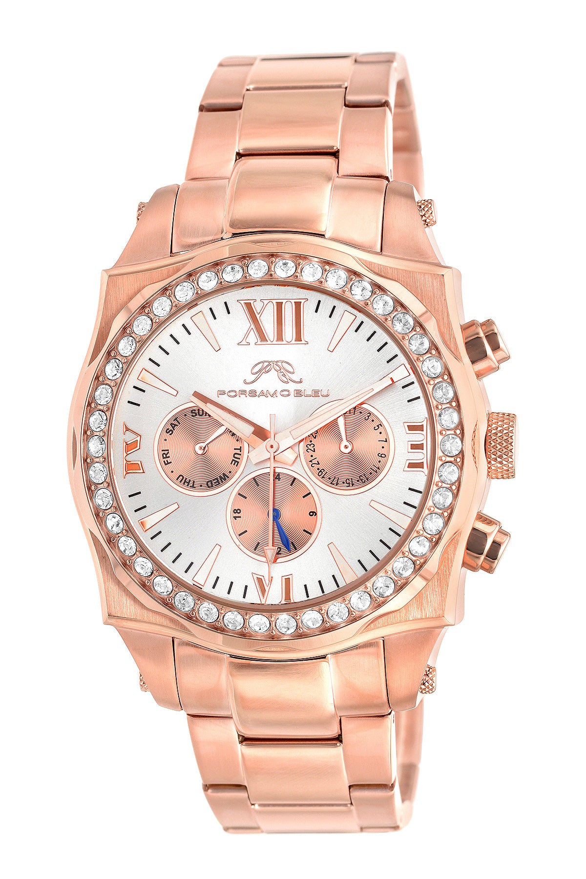 Porsamo Bleu Milan Crystal luxury women's stainless steel watch, Swarovski® crystals, rose, 038GMCS