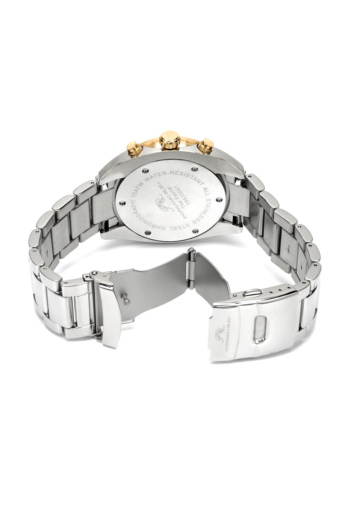 Porsamo Bleu Pascal Luxury Chronograph Men's Stainless Steel Watch, Silver, Gold 261BPAS