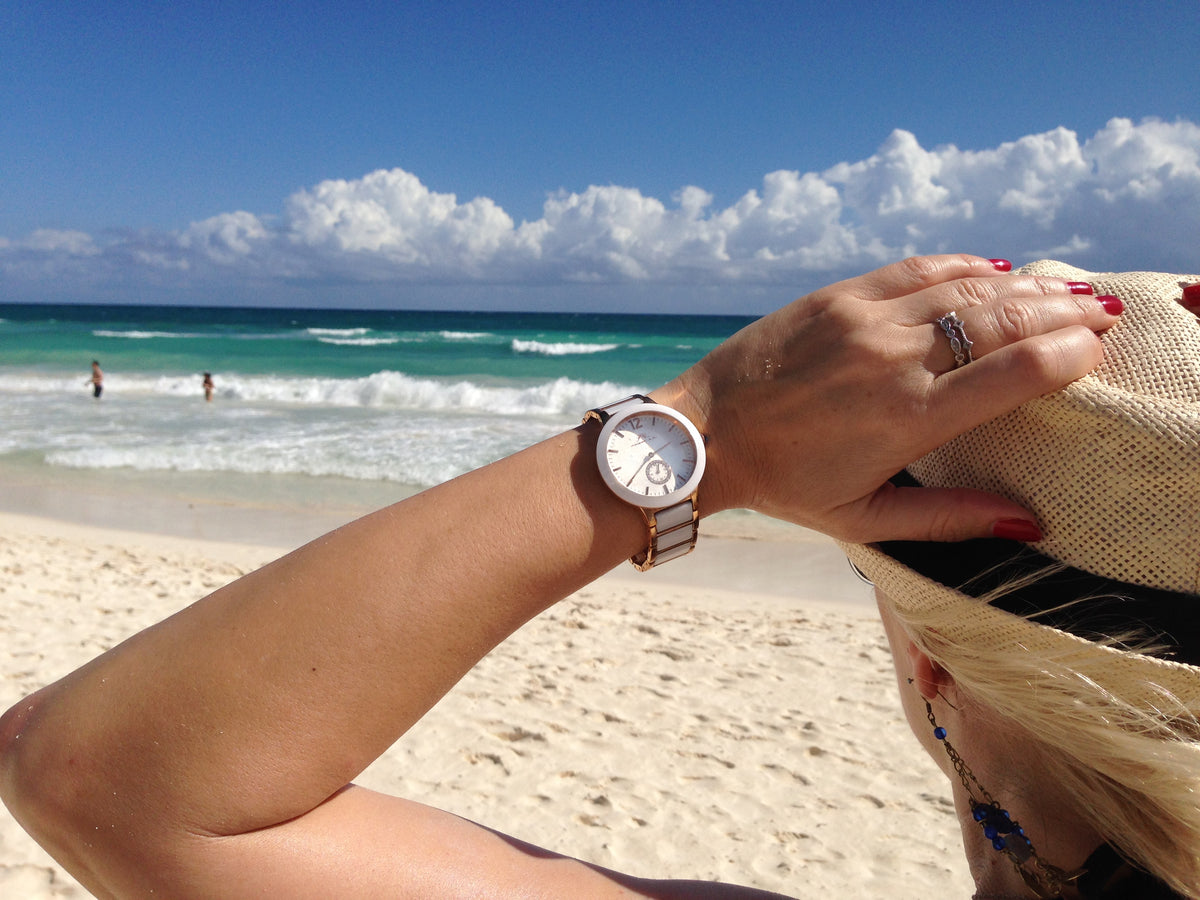 Porsamo Bleu Clarissa Luxury Women's Ceramic Watch, Rose, White 551CCLC