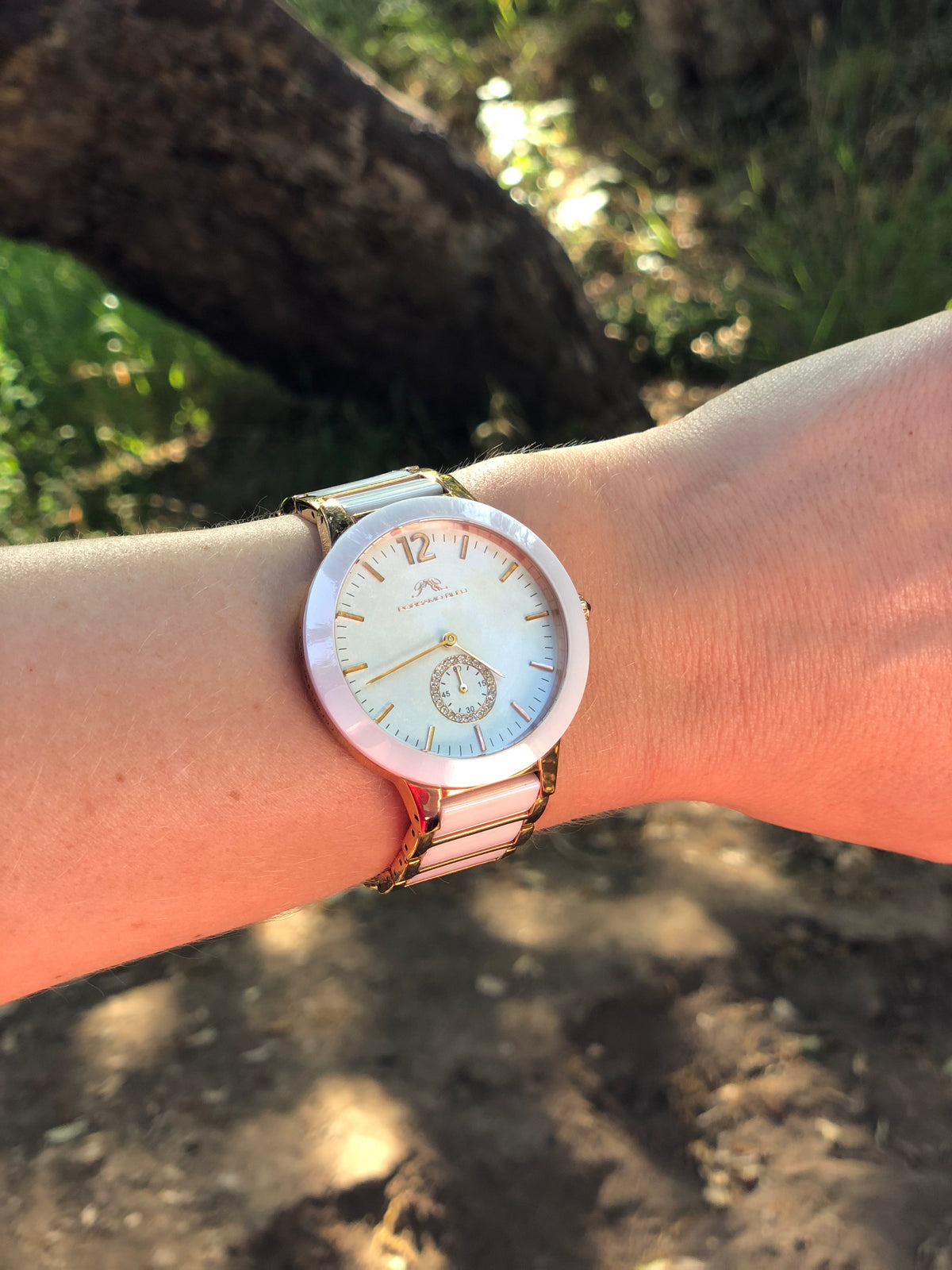 Porsamo Bleu Clarissa Luxury Women's Ceramic Watch, Rose, White 551CCLC
