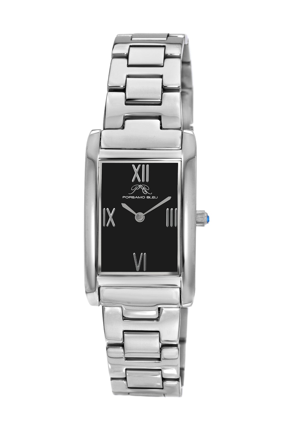 Porsamo Bleu Karla luxury women's stainless steel watch, interchangeable bands, silver, black 962AKAS