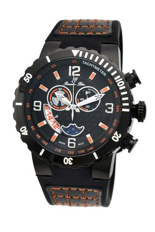 Porsamo Bleu Las Vegas luxury men's watch, silicone strap, interchangeable bezels, black 114DLVR