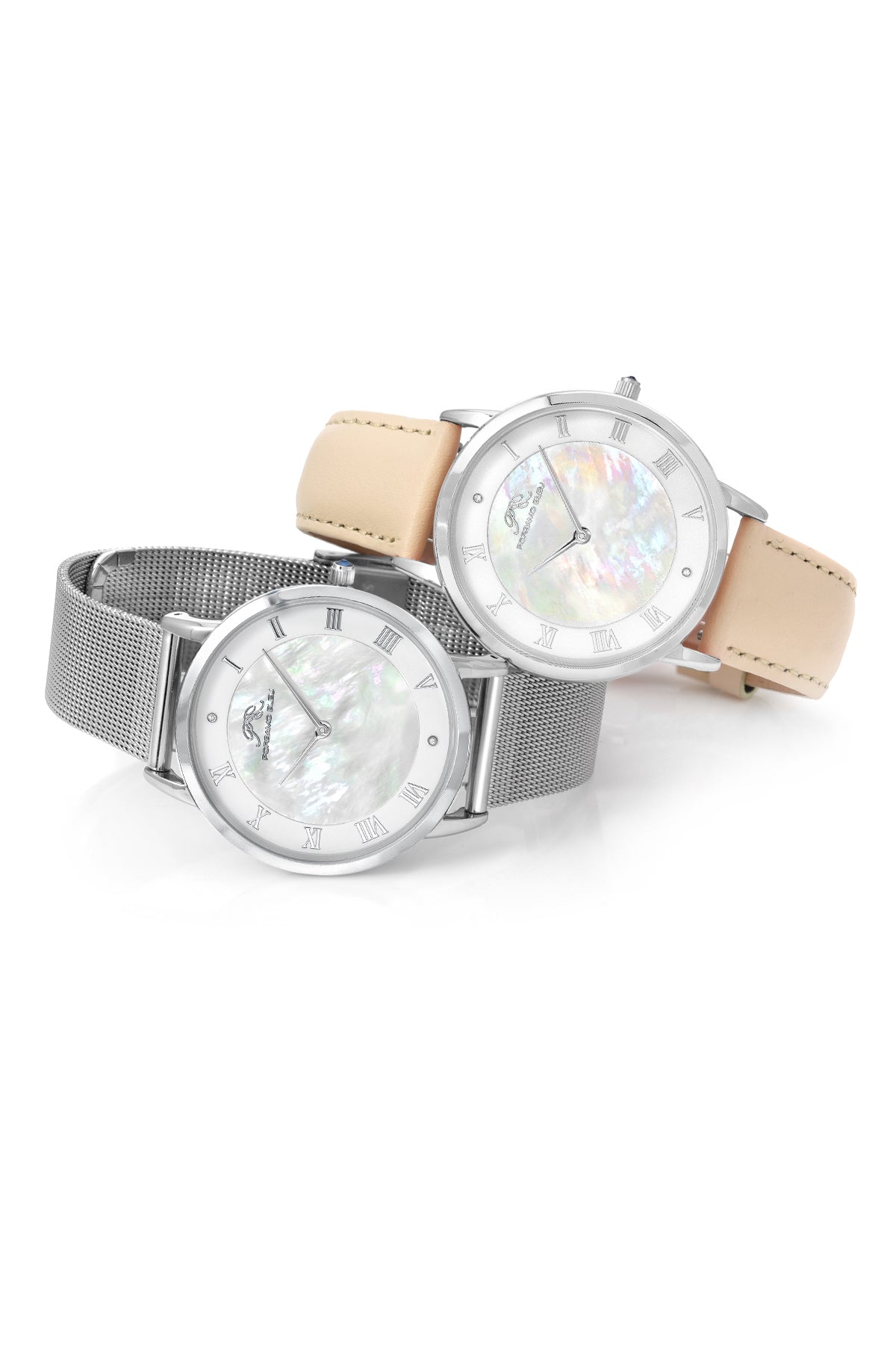 Porsamo Bleu Nina luxury diamond women's watch, interchangeable bands, silver, white, beige 861ANIS