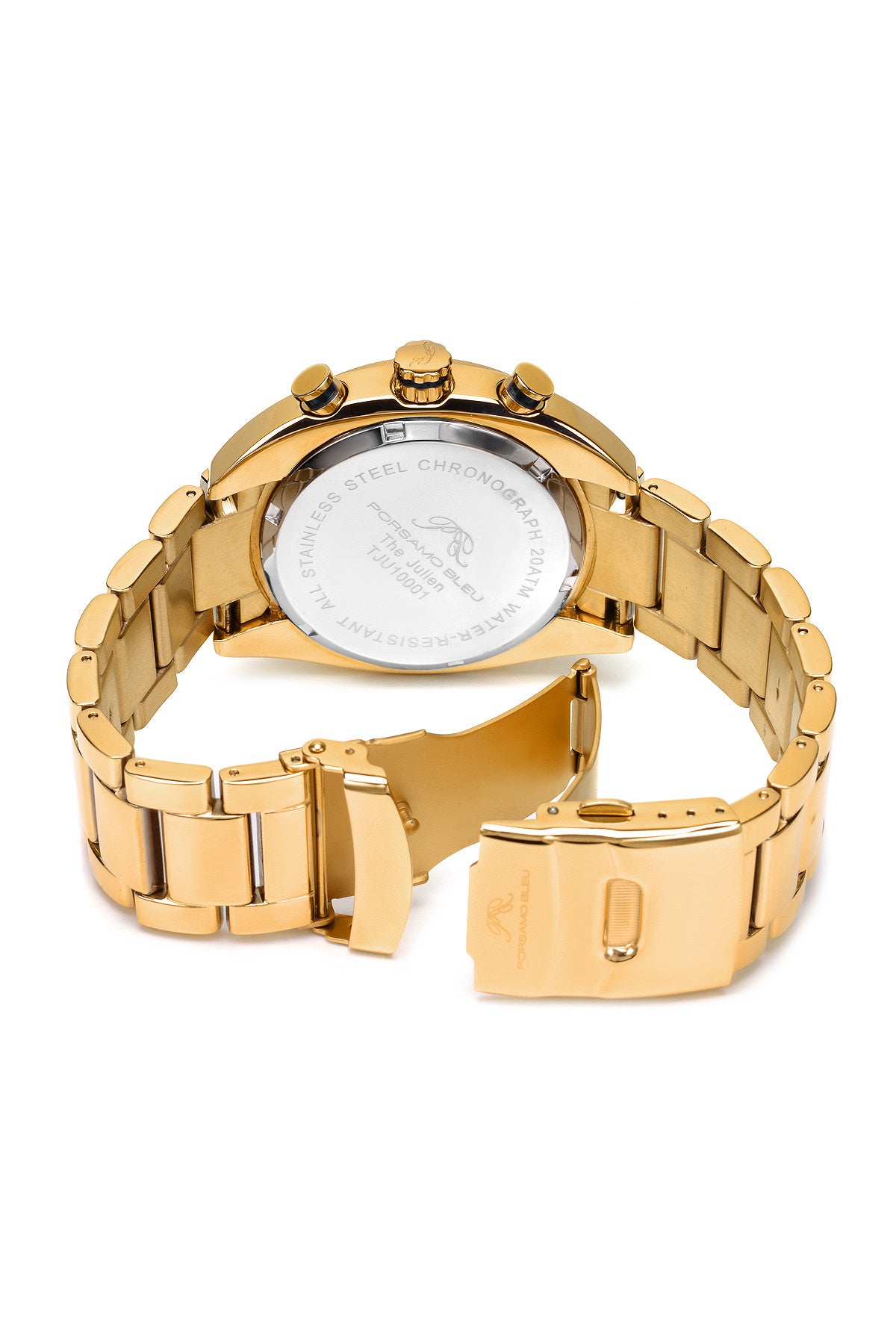 Porsamo Bleu Julien luxury  chronograph men's stainless steel watch, gold, white, black 274AJUS