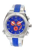 Porsamo Bleu Ibiza Luxury Chronograph Men's Watch, Genuine Leather Band, Silver Blue, White 122BIBL