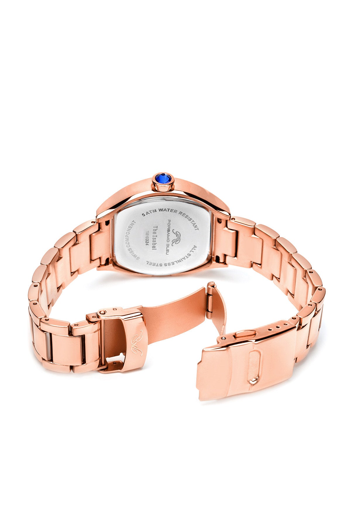 Porsamo Bleu Isabel luxury women's stainless steel watch, crystals, rose, black 183CISS