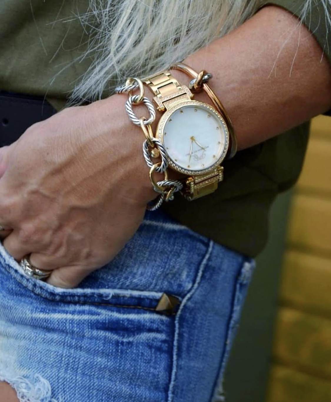 Porsamo Bleu Chantal Luxury Topaz Women's Stainless Steel Watch, Gold, White 671BCHS
