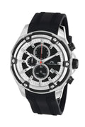 Porsamo Bleu Stavros Luxury Chronograph Men's Watch, Silicone Strap, Silver, Black 482BSTR