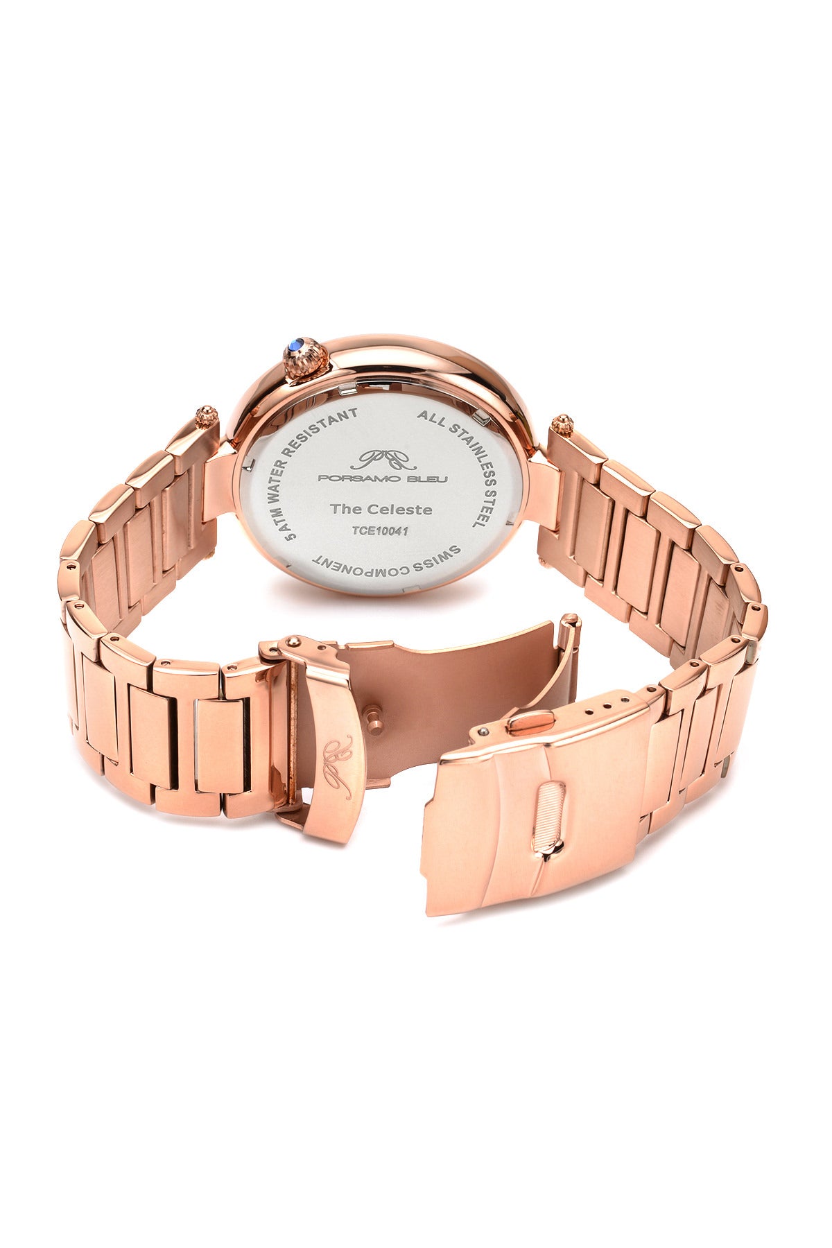 Porsamo Bleu Celeste Luxury Women's Stainless Steel Watch, Rose, White 193ACES
