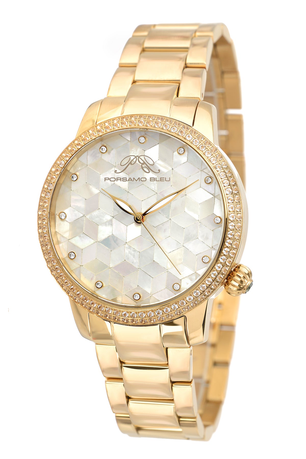 Porsamo Bleu Evelyn Luxury Topaz Women's Stainless Steel Watch, Gold,