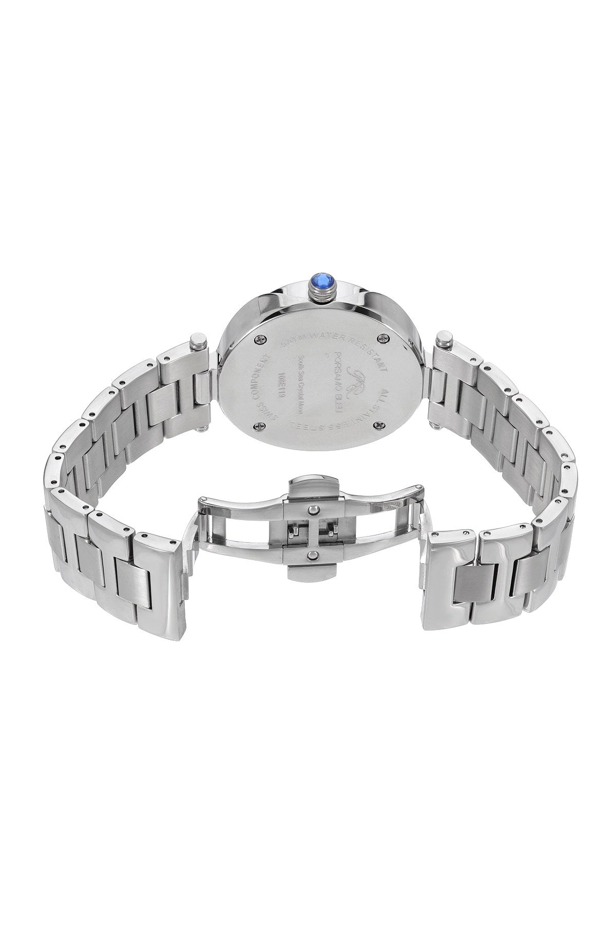 Porsamo Bleu South Sea Crystal Moon Luxury Women's Stainless Steel Watch, Silver 108ESSM
