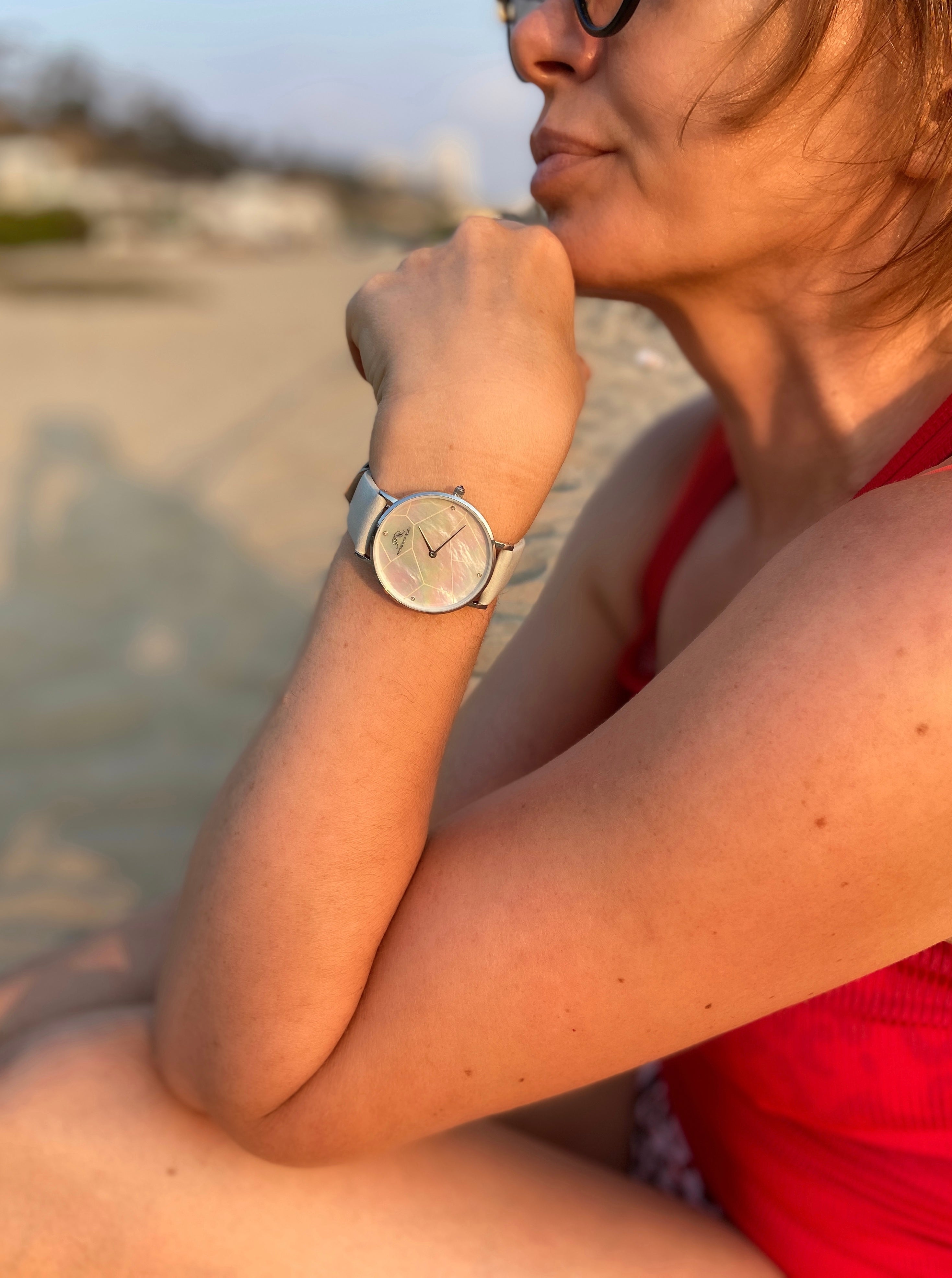 Porsamo Bleu Paloma luxury diamond women's watch, interchangeable bands, silver, white, grey 851APAS