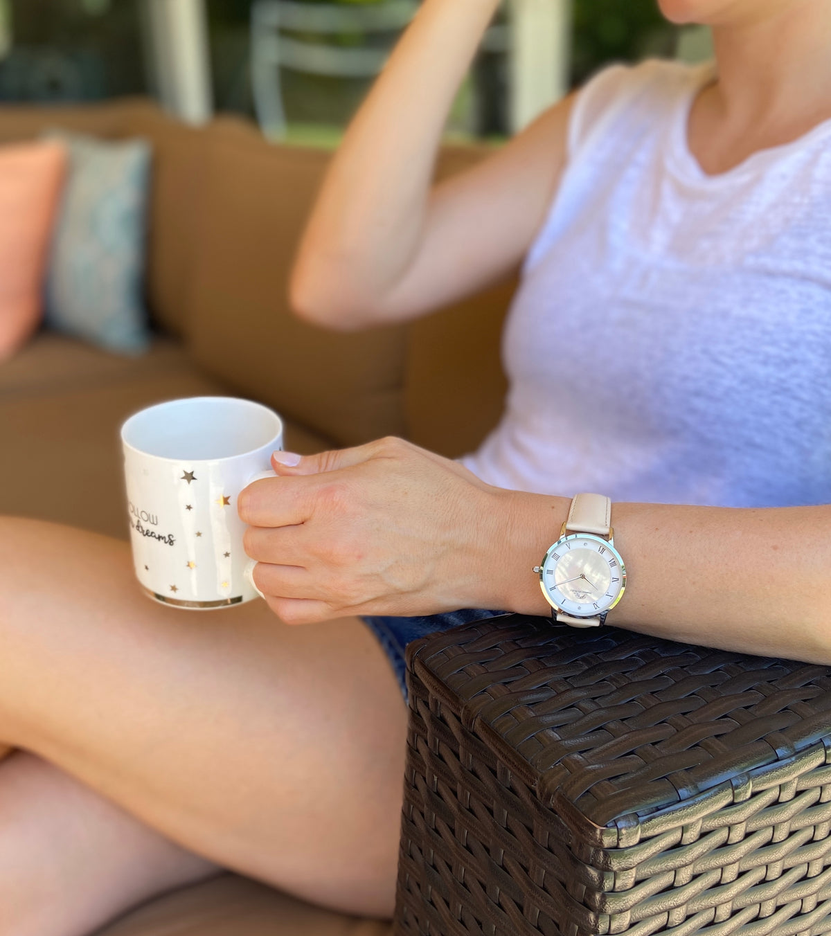 Porsamo Bleu Nina Luxury Diamond Women's Watch, Interchangeable Bands, Silver, White, Beige 861ANIS